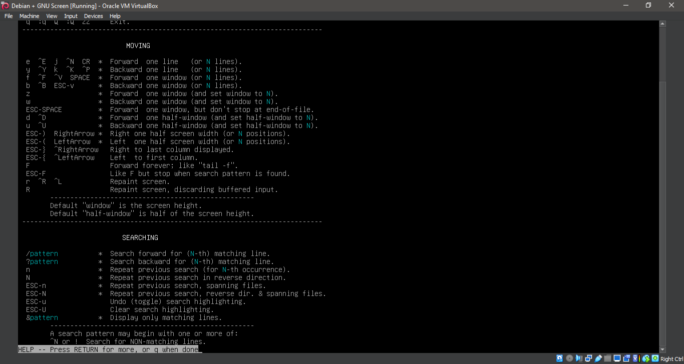 Running 'man screen'